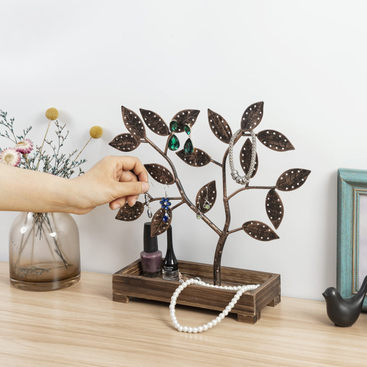 Winston Porter Jewellery Tree Stand With Wooden Ring Tray Wayfair Canada